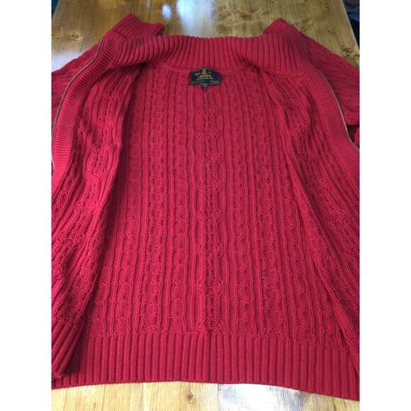 Ralph Lauren Red Cable Knit Sweater Full Zip Cardigan Womens 2X Old Money Preppy - Picture 6 of 10